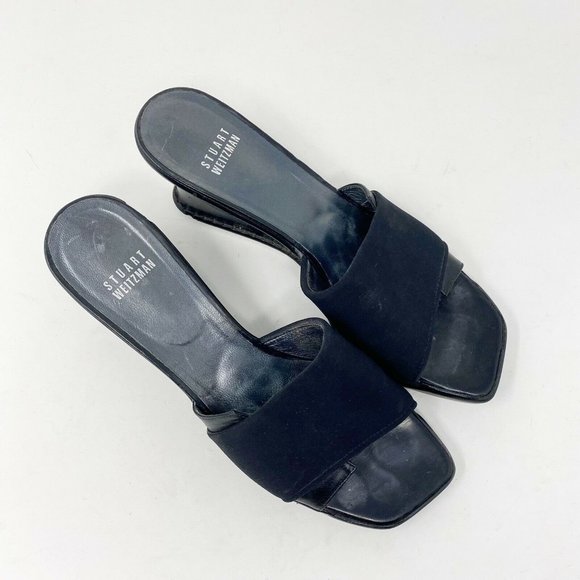 STUART WEITZMAN Black Retro 90’s slides wedges - Picture 2 of 7